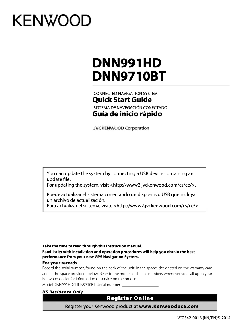 Page 1 de la notice Manuel utilisateur Kenwood DNN9710BT