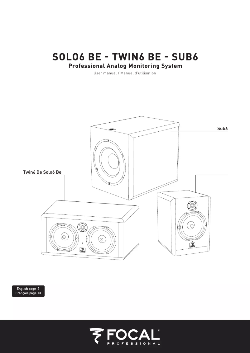 Page 1 de la notice Manuel utilisateur Focal Twin6 Be