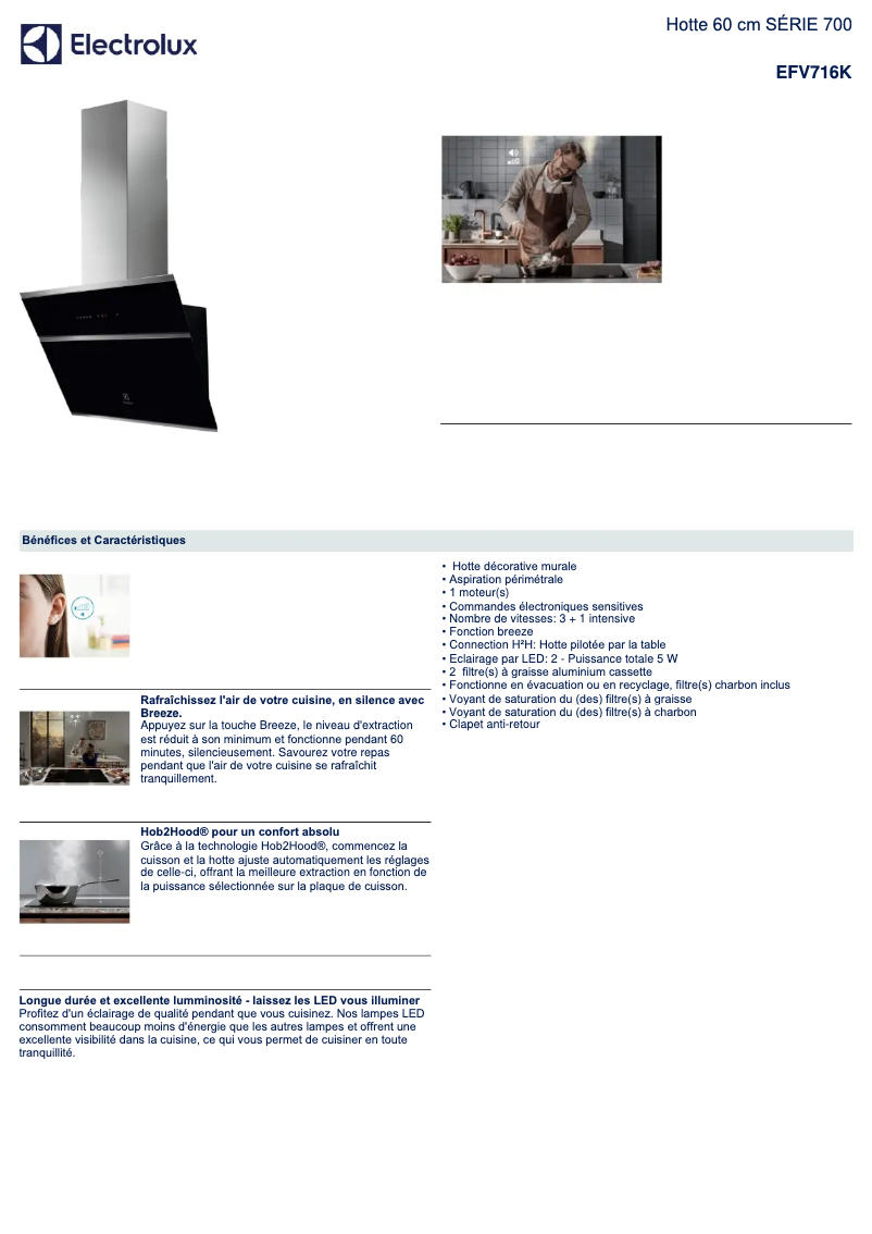 Page n°1 - Fiche technique Electrolux EFV716K