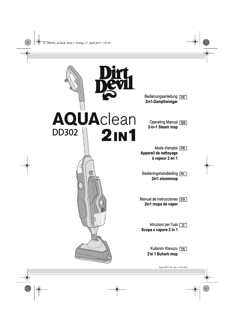 Page n°1 - Manuel utilisateur Dirt Devil AQUAclean 2in1 DD302