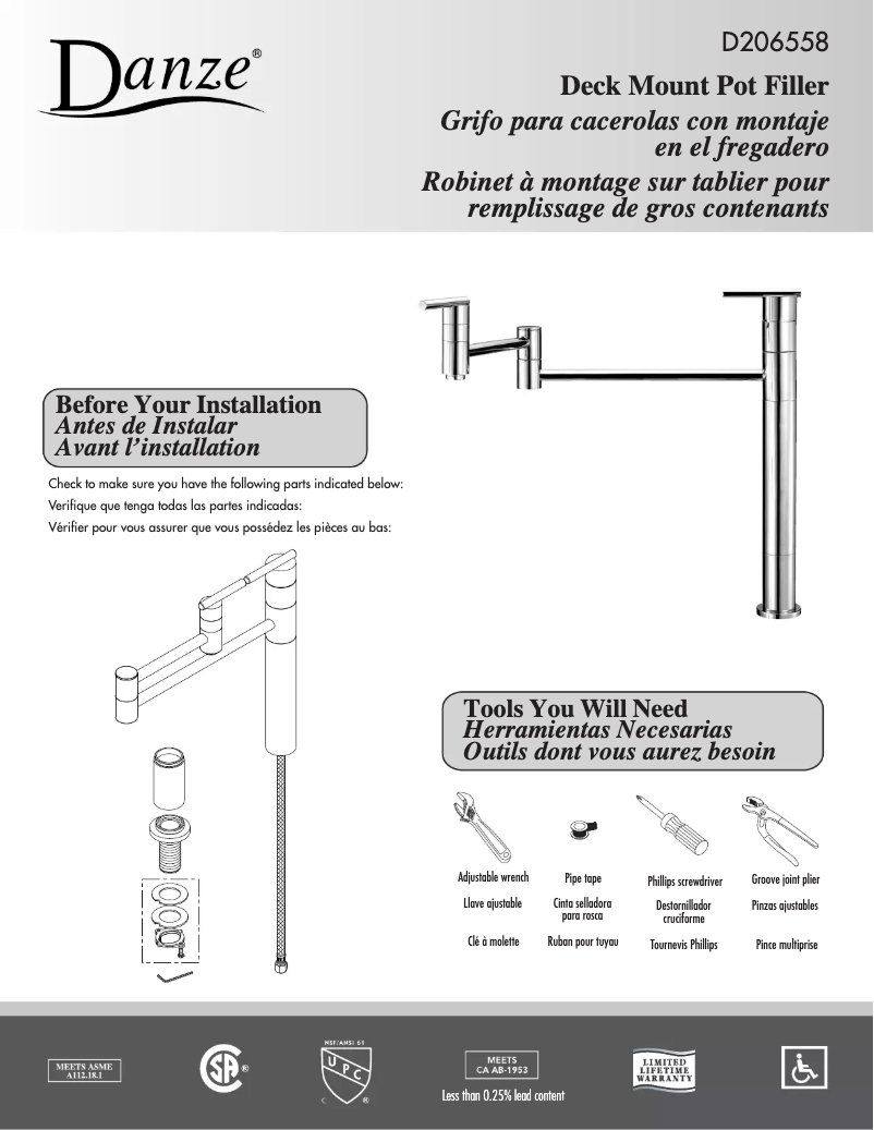 Page n°1 - Manuel utilisateur Danze D206558