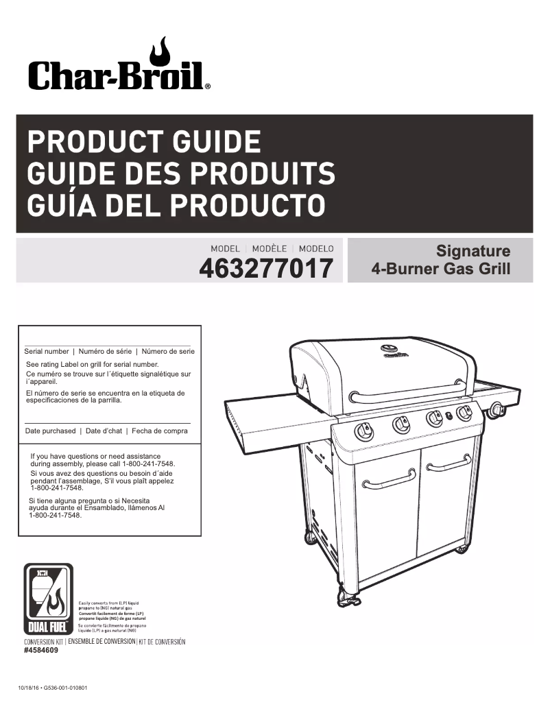 Page 1 de la notice Manuel utilisateur Char-Broil 463277017