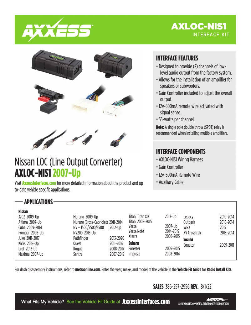 Image de la première page du manuel de l'appareil AXLOC-NIS1