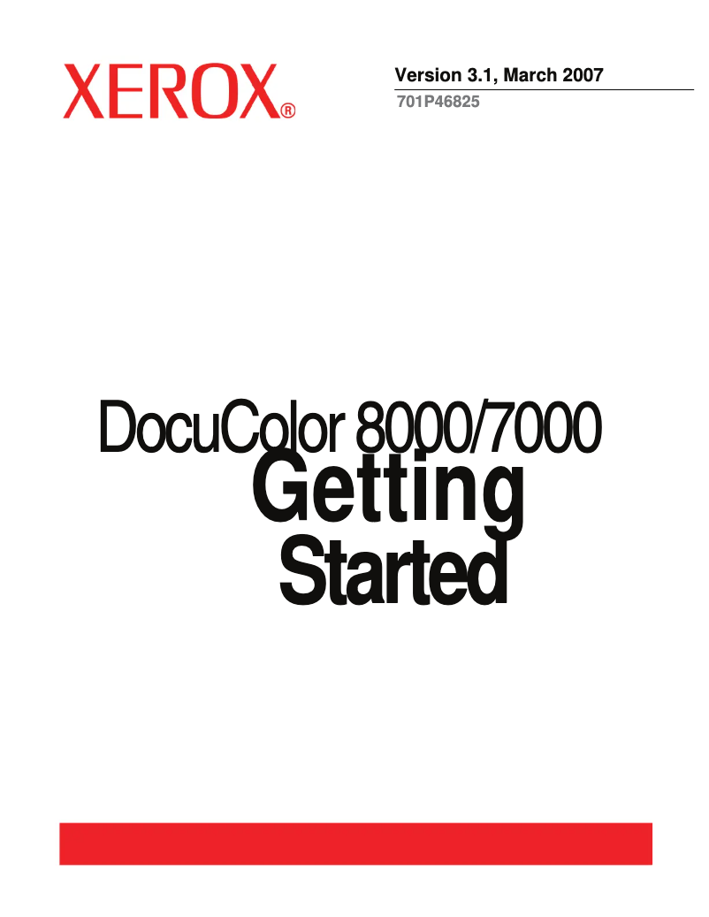 Page n°1 - Guide de démarrage rapide Xerox DocuColor 8000
