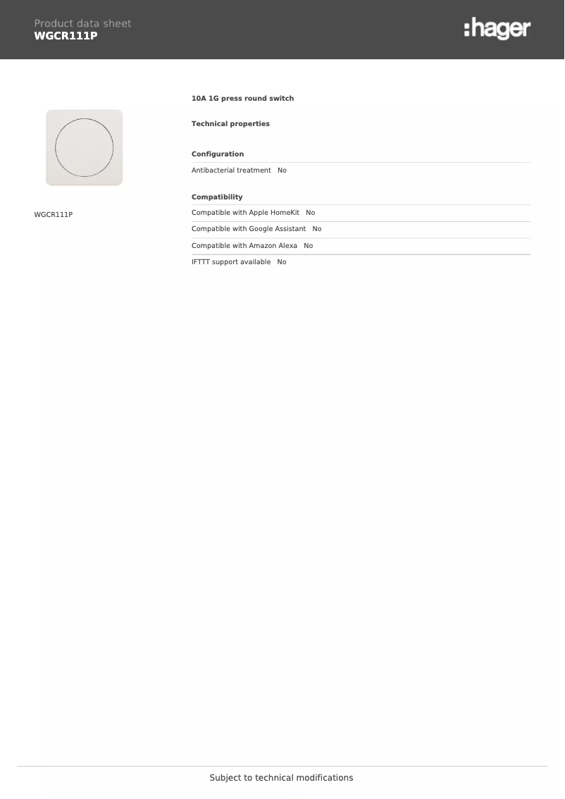 Image de la première page du manuel de l'appareil WGCR111P