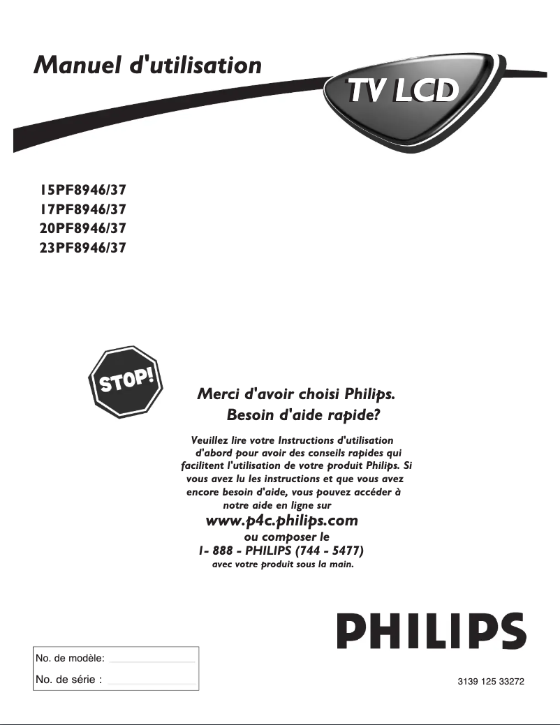 Page 1 de la notice Manuel utilisateur Philips 17PF8946