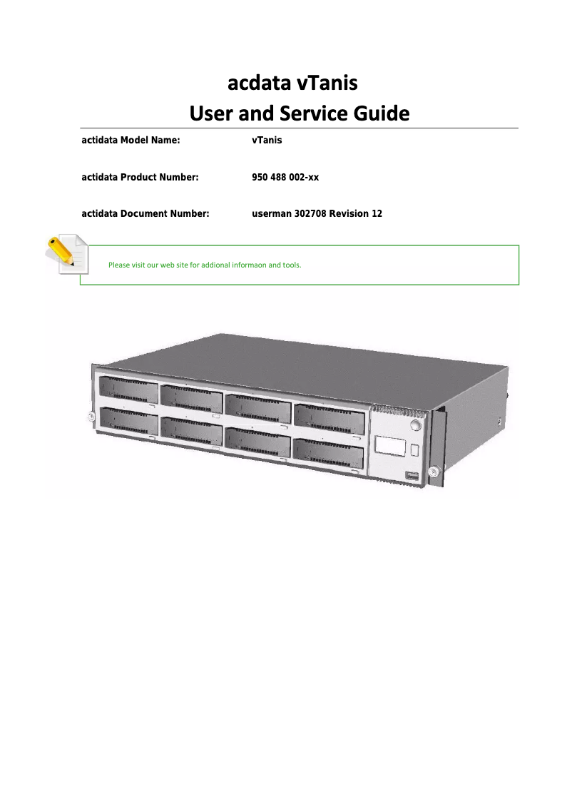 Page n°1 - Manuel utilisateur Actidata actiDisk vTanis RDX