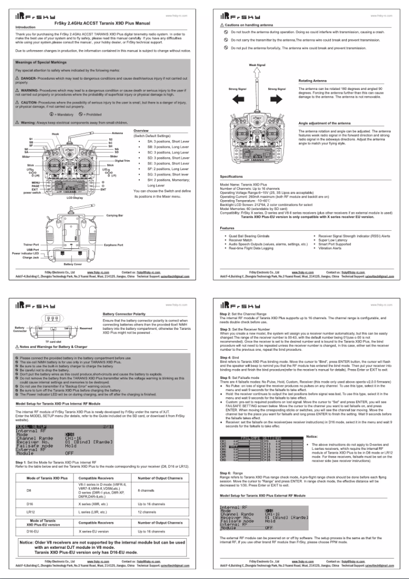 Image de la première page du manuel de l'appareil Taranis X9D Plus