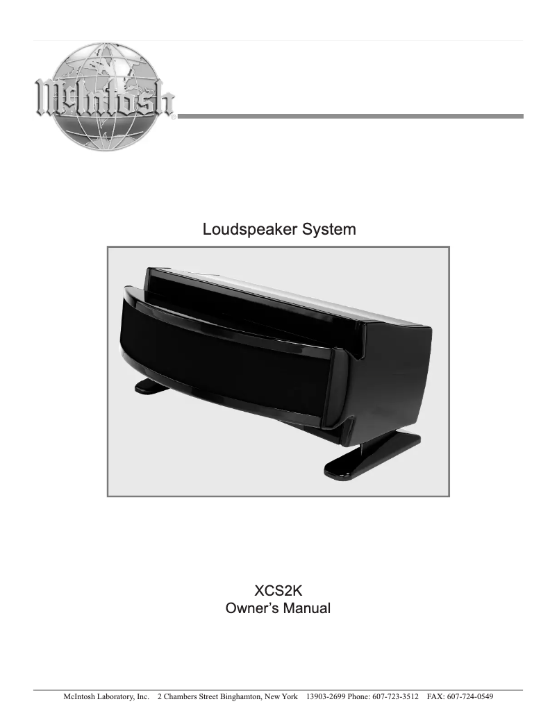 Page n°1 - Manuel utilisateur McIntosh XCS2K