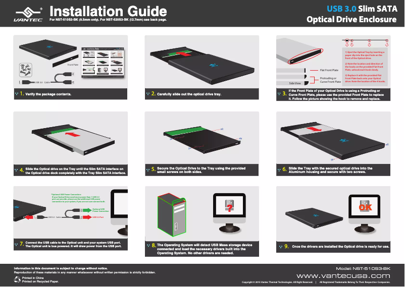 Page 1 of the manual User Manual Vantec NST-520S3-BK