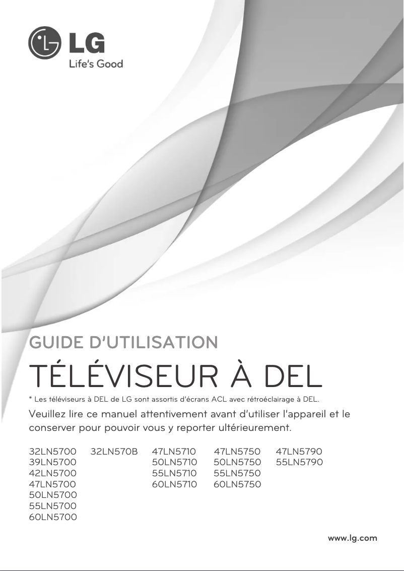Page 1 de la notice Manuel utilisateur LG 50LN5750