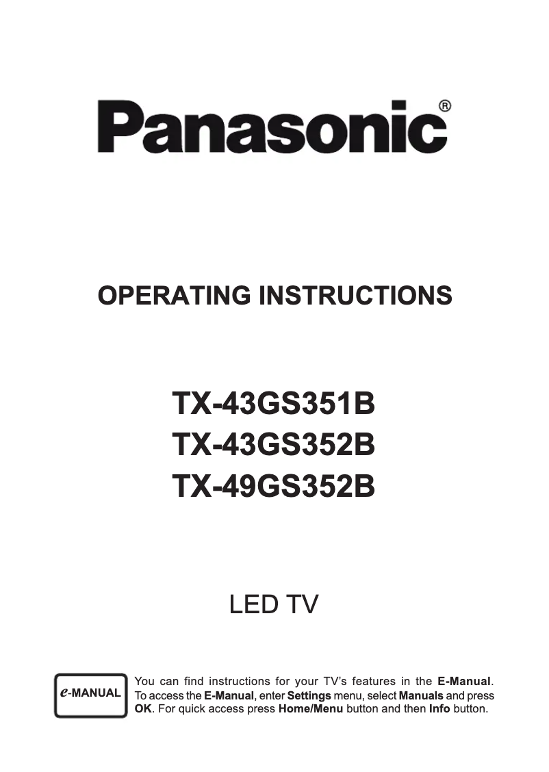 Page 1 de la notice Manuel utilisateur Panasonic TX-49GS352B