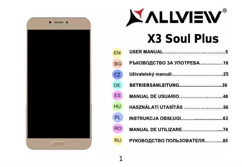 Page n°1 - Manuel utilisateur Allview X3 Soul Plus