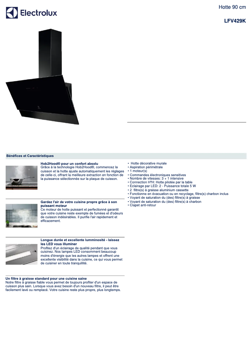 Page n°1 - Fiche technique Electrolux LFV429K