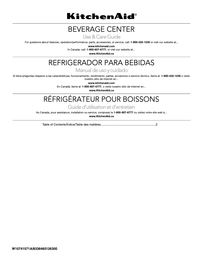 Page n°1 - Manuel utilisateur KitchenAid KUBL304ESS