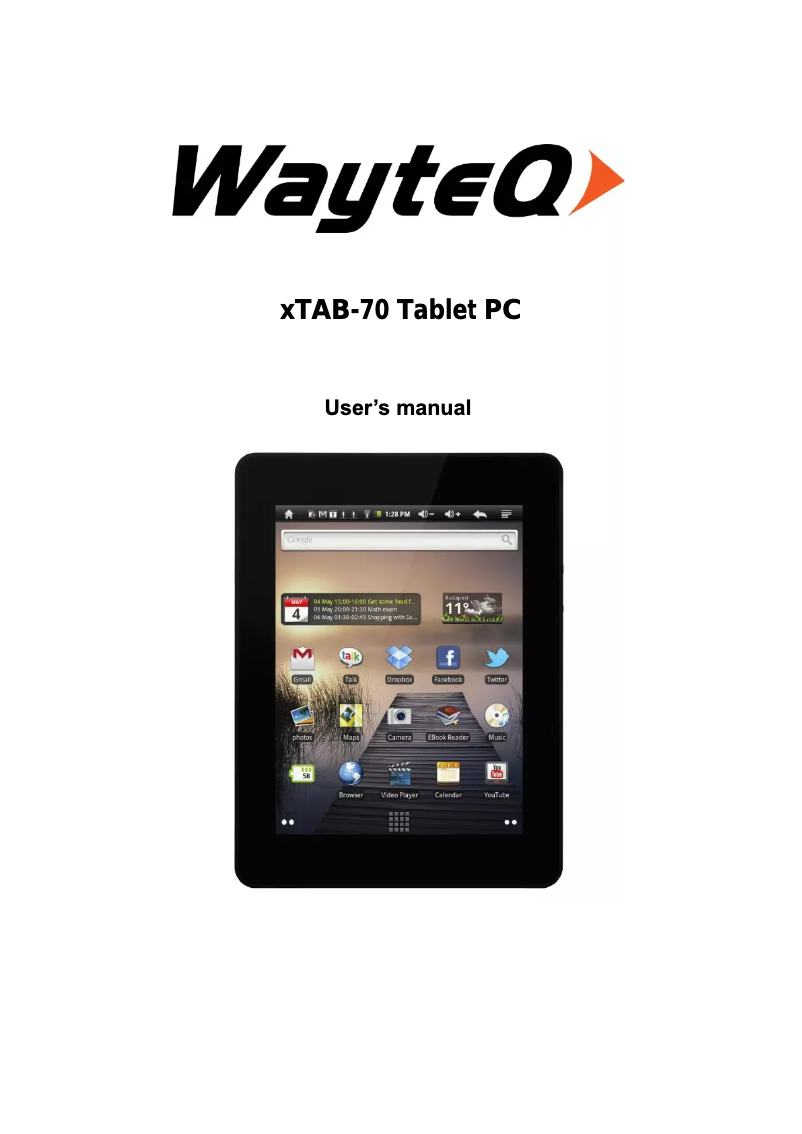 Image de la première page du manuel de l'appareil XTab 70