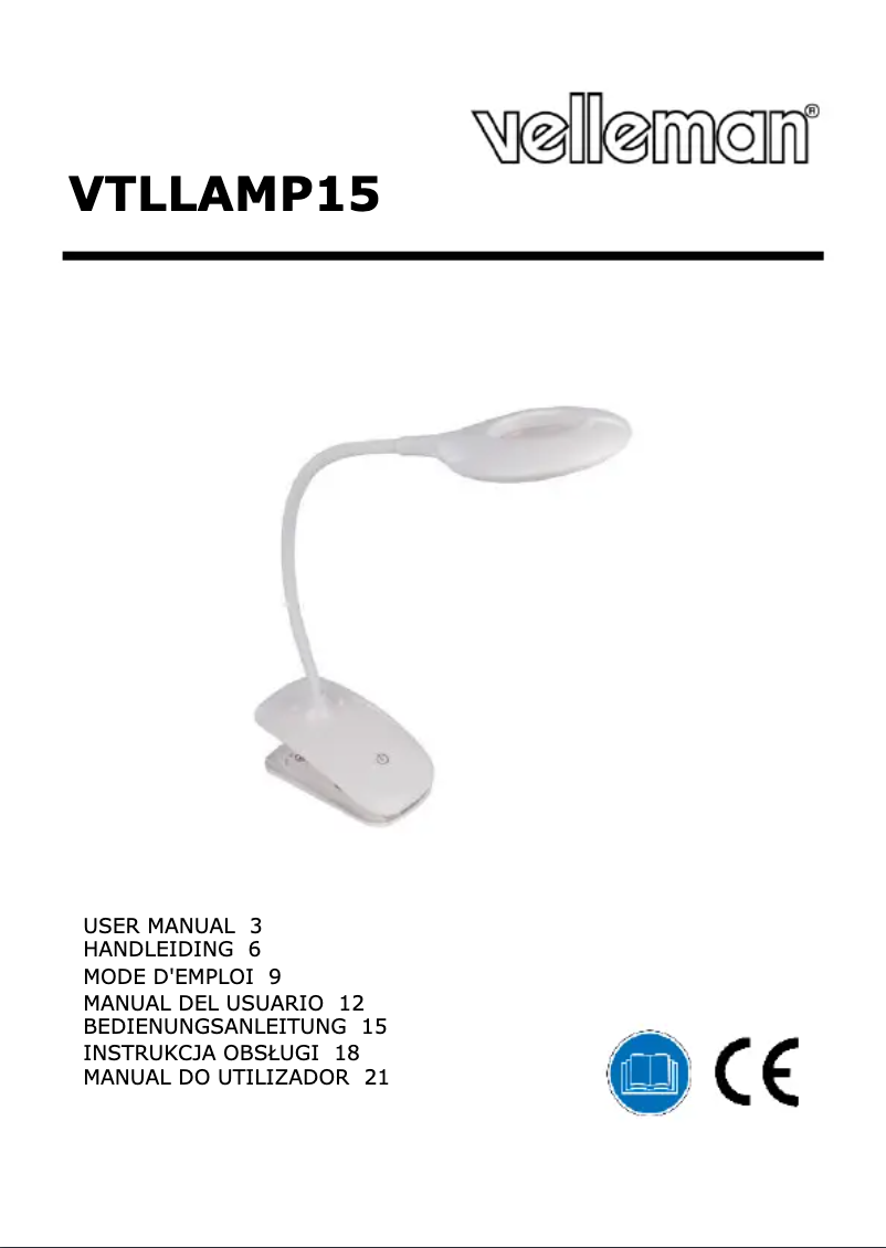 Page 1 de la notice Manuel utilisateur Velleman VTLLAMP15