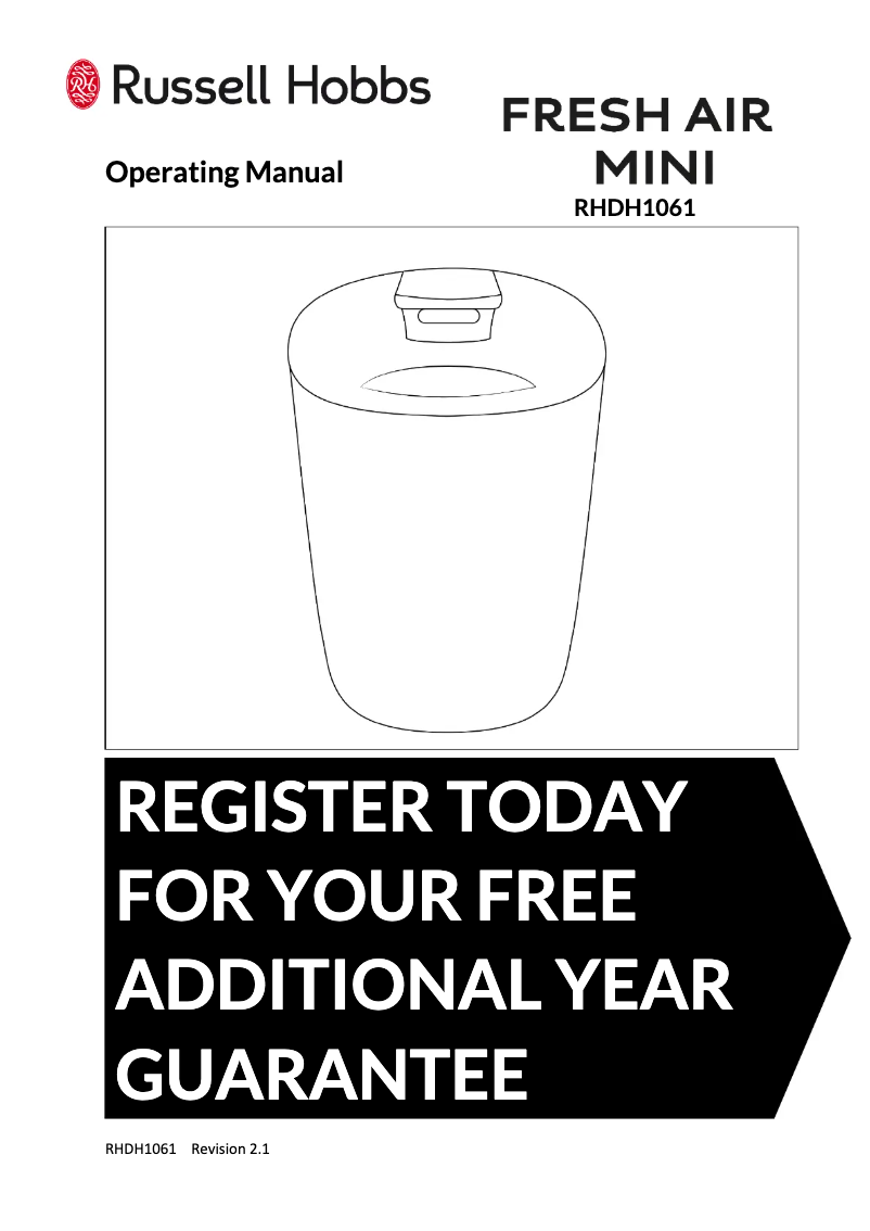 Page 1 de la notice Manuel utilisateur Russell Hobbs Clean Pro Air RHAP2001B