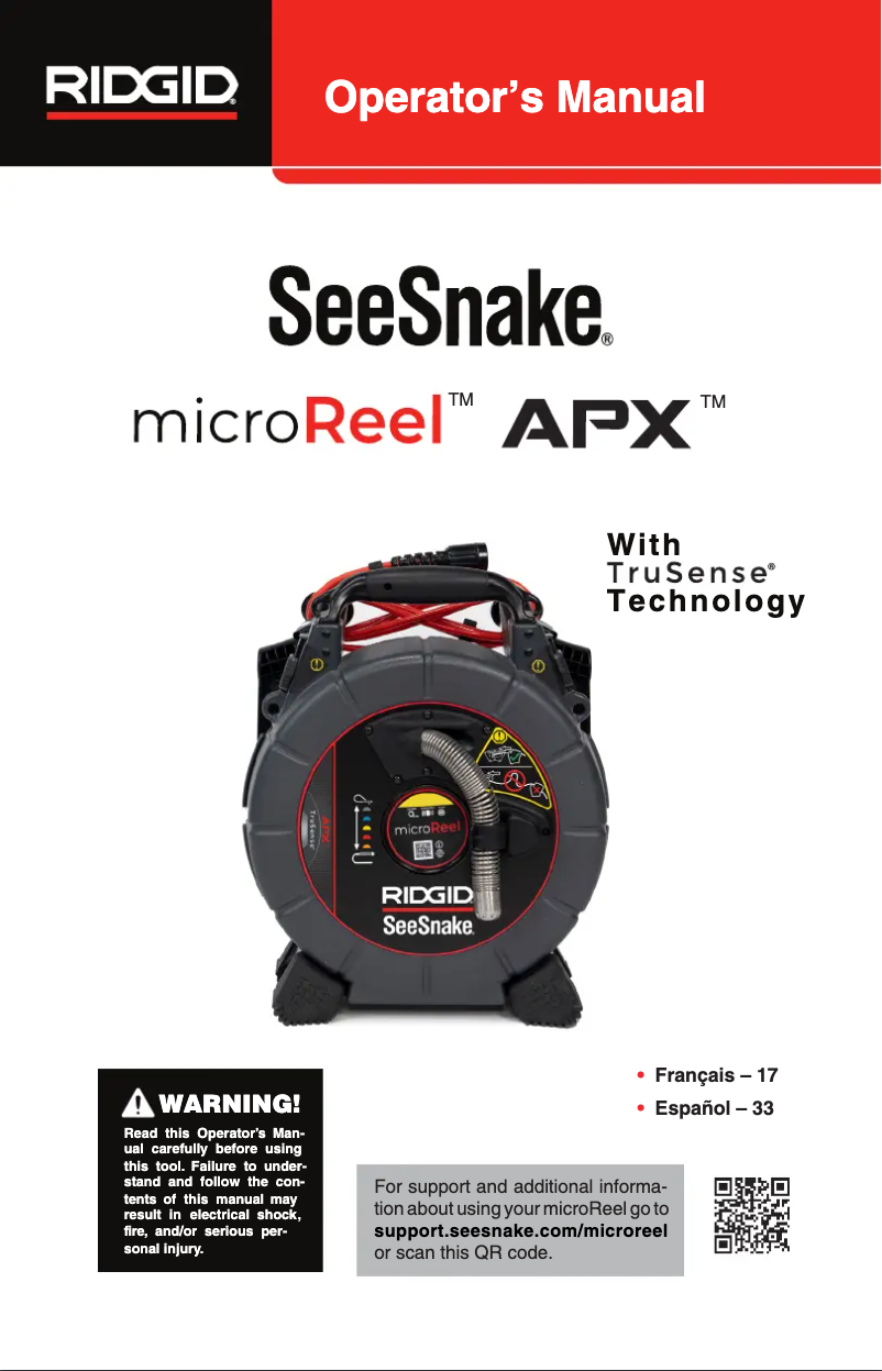 Image de la première page du manuel de l'appareil SeeSnake microReel APX