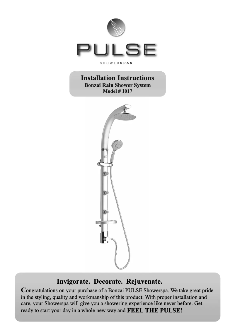 Page n°1 - Manuel utilisateur Pulse ShowerSpas 1017