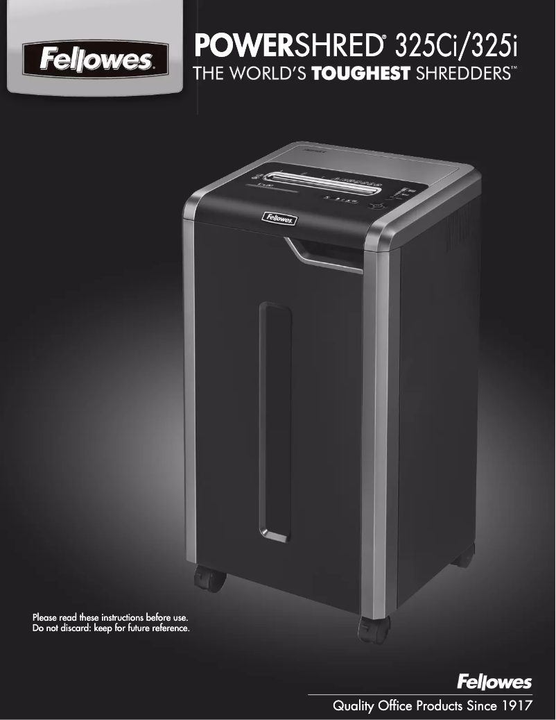 Page n°1 - Manuel utilisateur Fellowes Powershred C-325Ci
