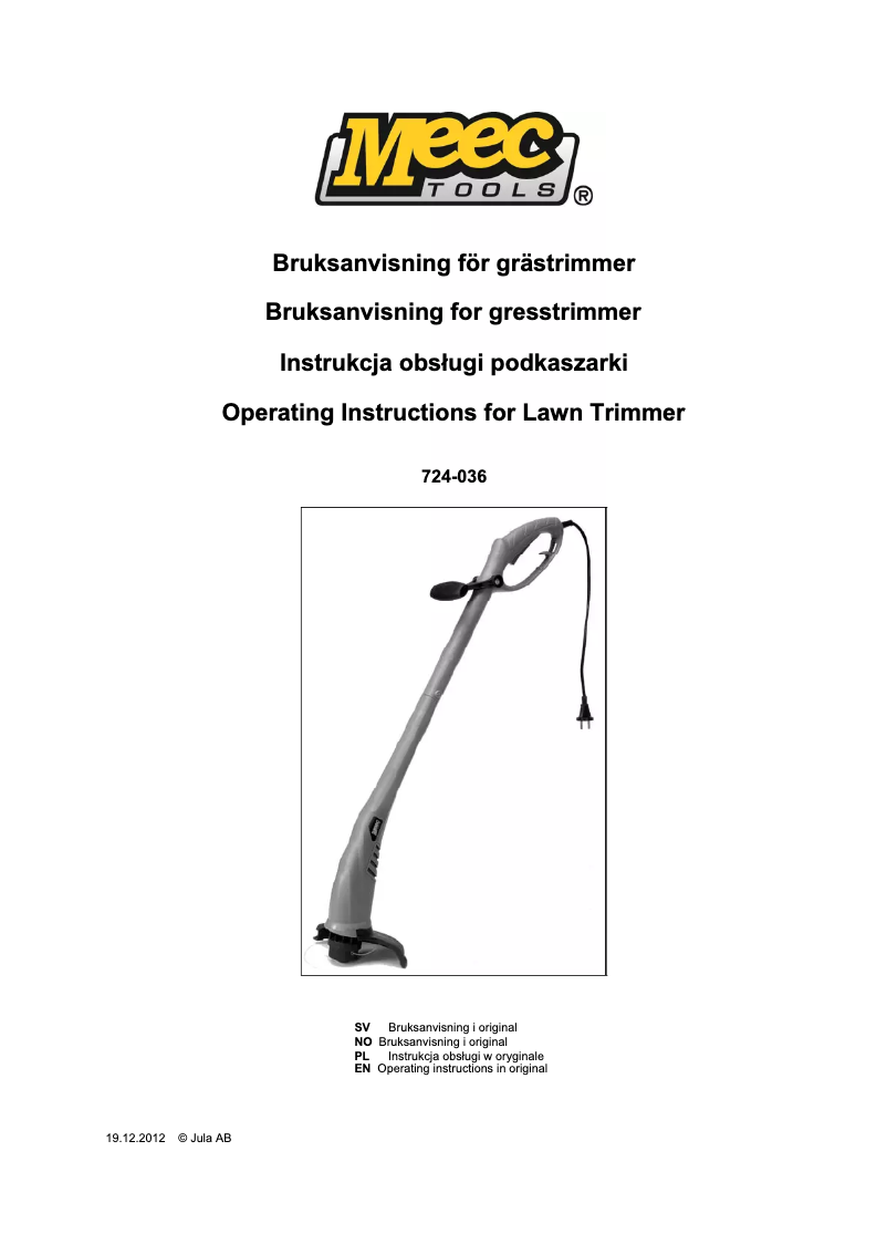 Image de la première page du manuel de l'appareil 724-036