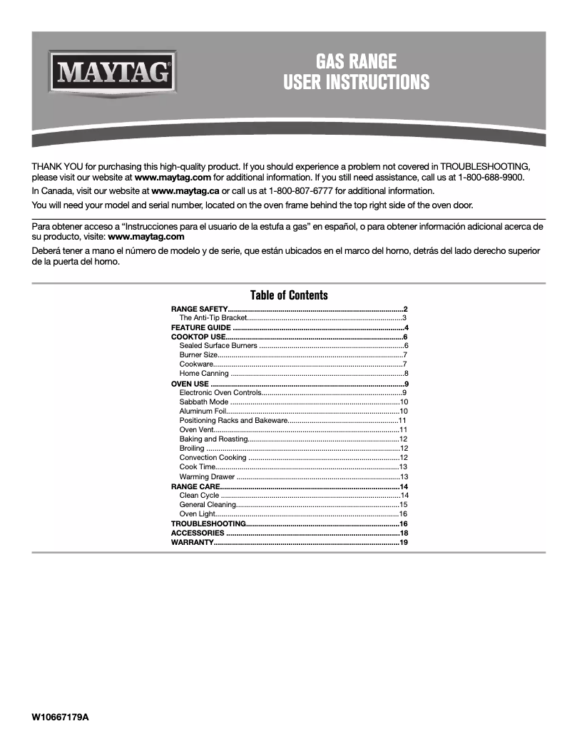 Page 1 de la notice Manuel utilisateur Maytag MGR8800FB