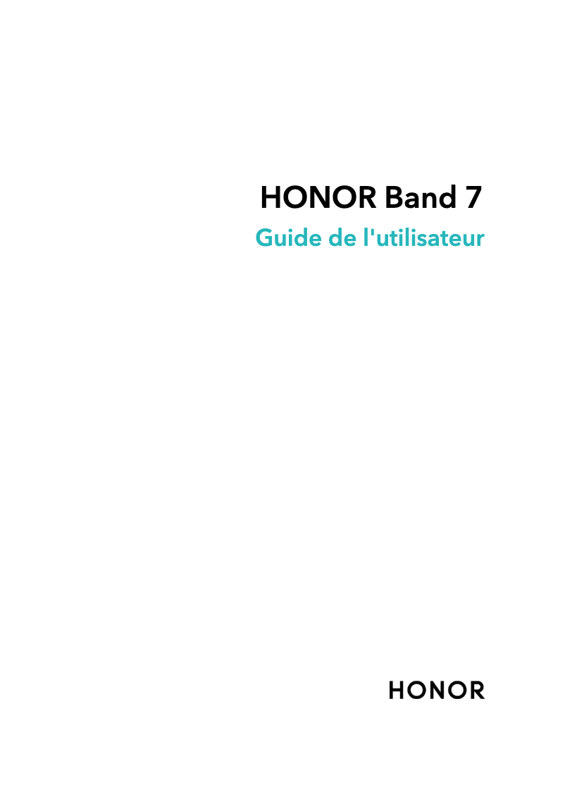 Page n°1 - Manuel utilisateur Honor Band 7