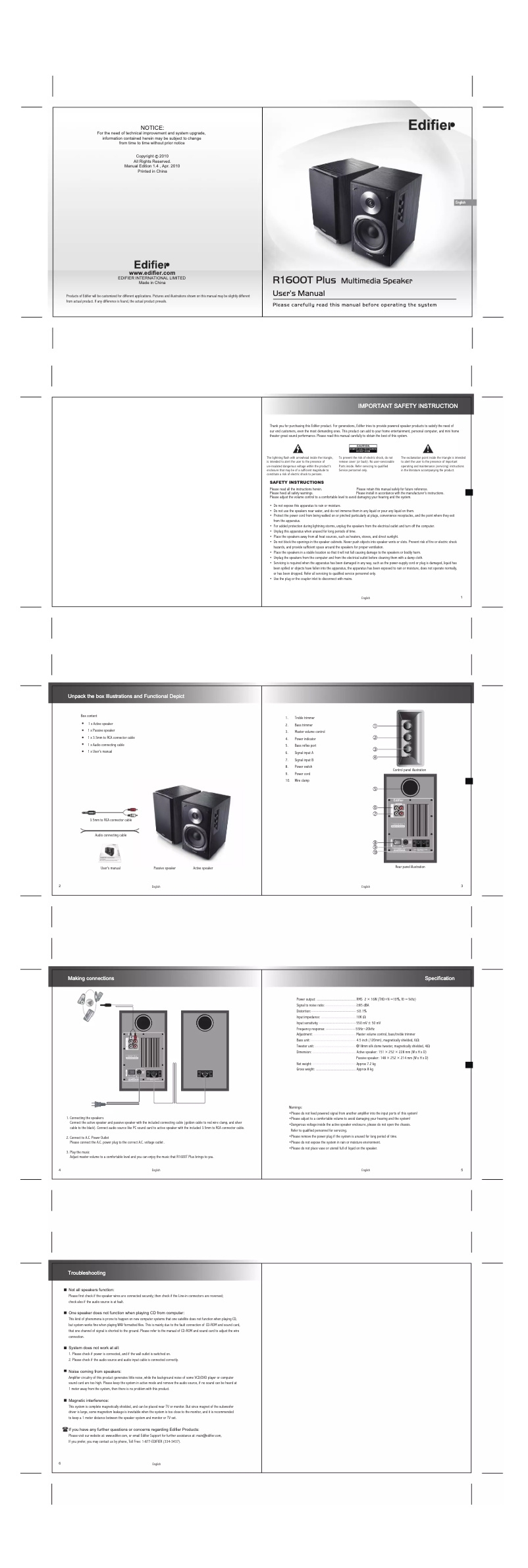 Image de la première page du manuel de l'appareil R1600T Plus