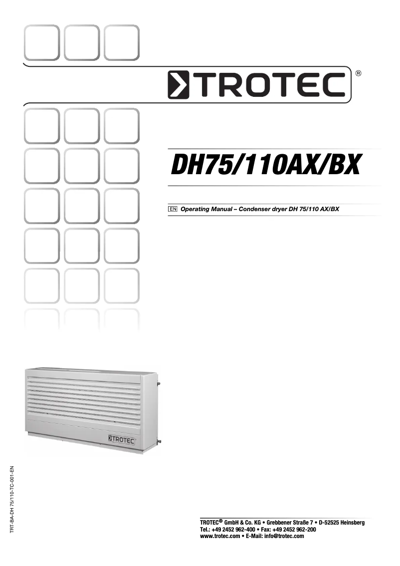 Page 1 de la notice Manuel utilisateur Trotec DH 75 AX