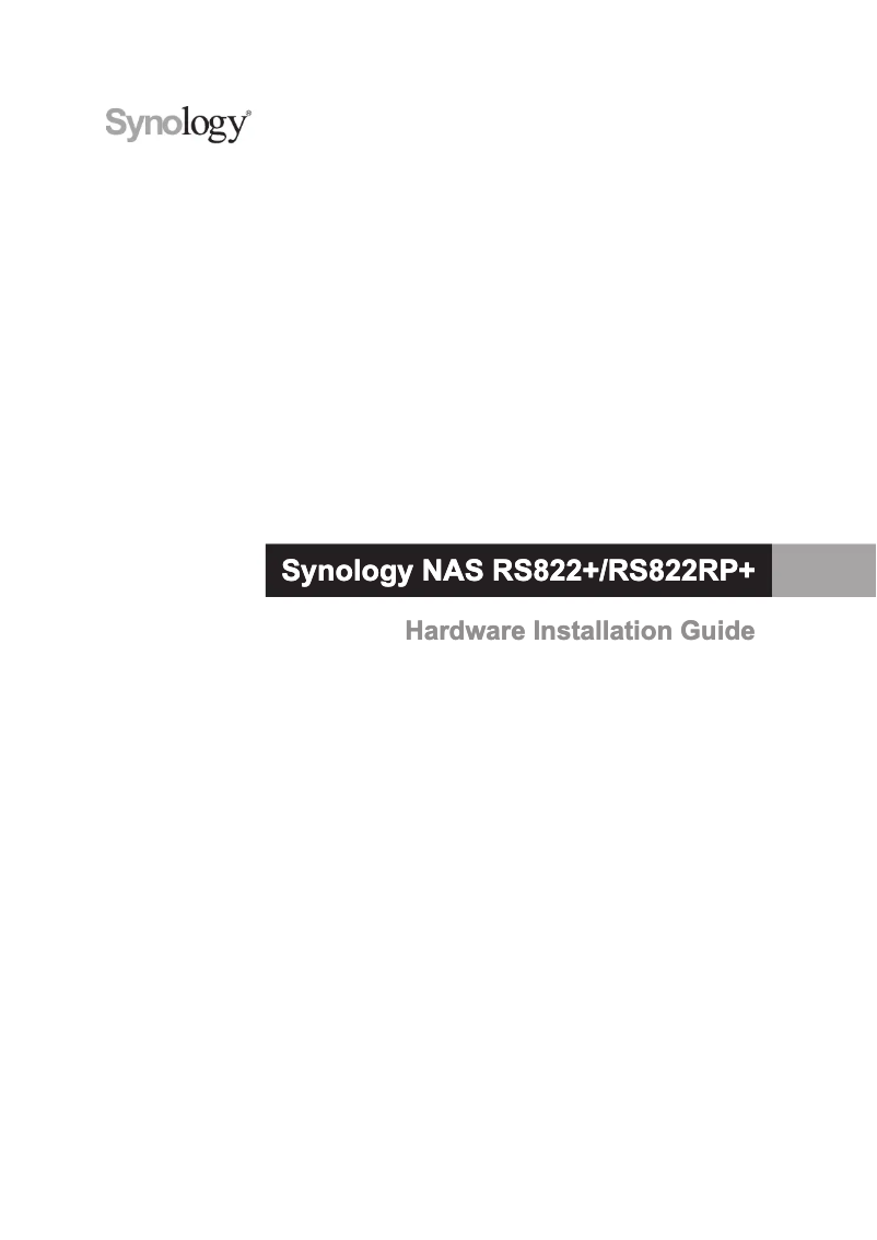 Image de la première page du manuel de l'appareil RackStation RS822+
