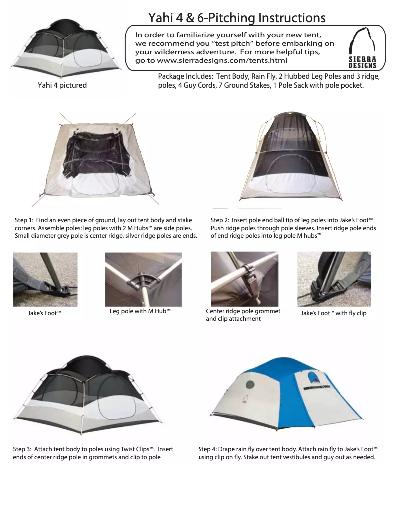 Página 1 del manual Manual de usuario Sierra Designs Yahi 4