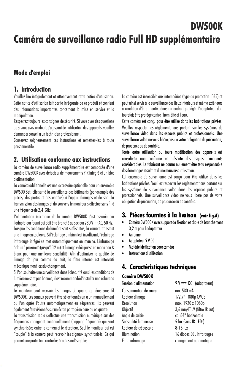 Imagen de la primera página del manual del dispositivo DW500K