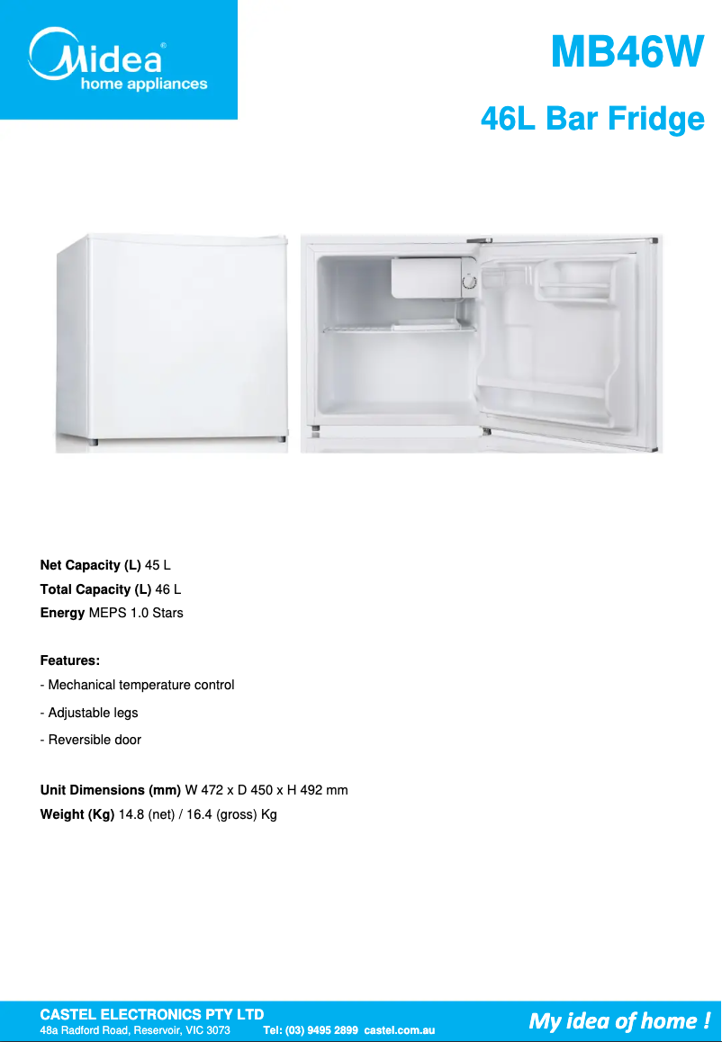 Page n°1 - Fiche technique Midea MB46W