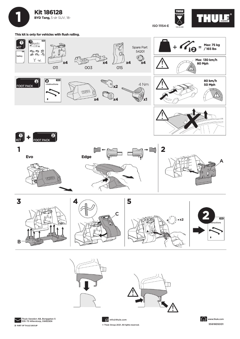 Page n°1 - Manuel utilisateur Thule Kit 186128