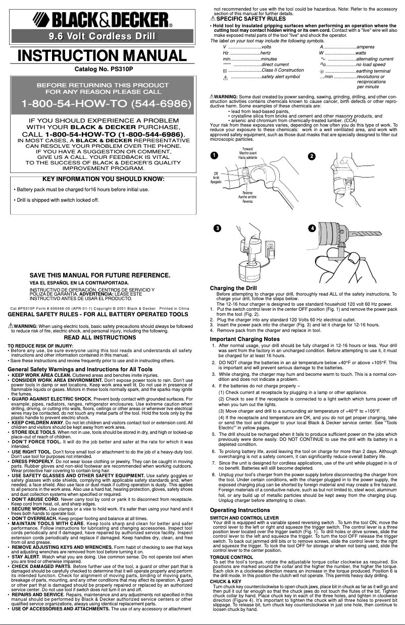 Page n°1 - Manuel utilisateur Black & Decker PS310P