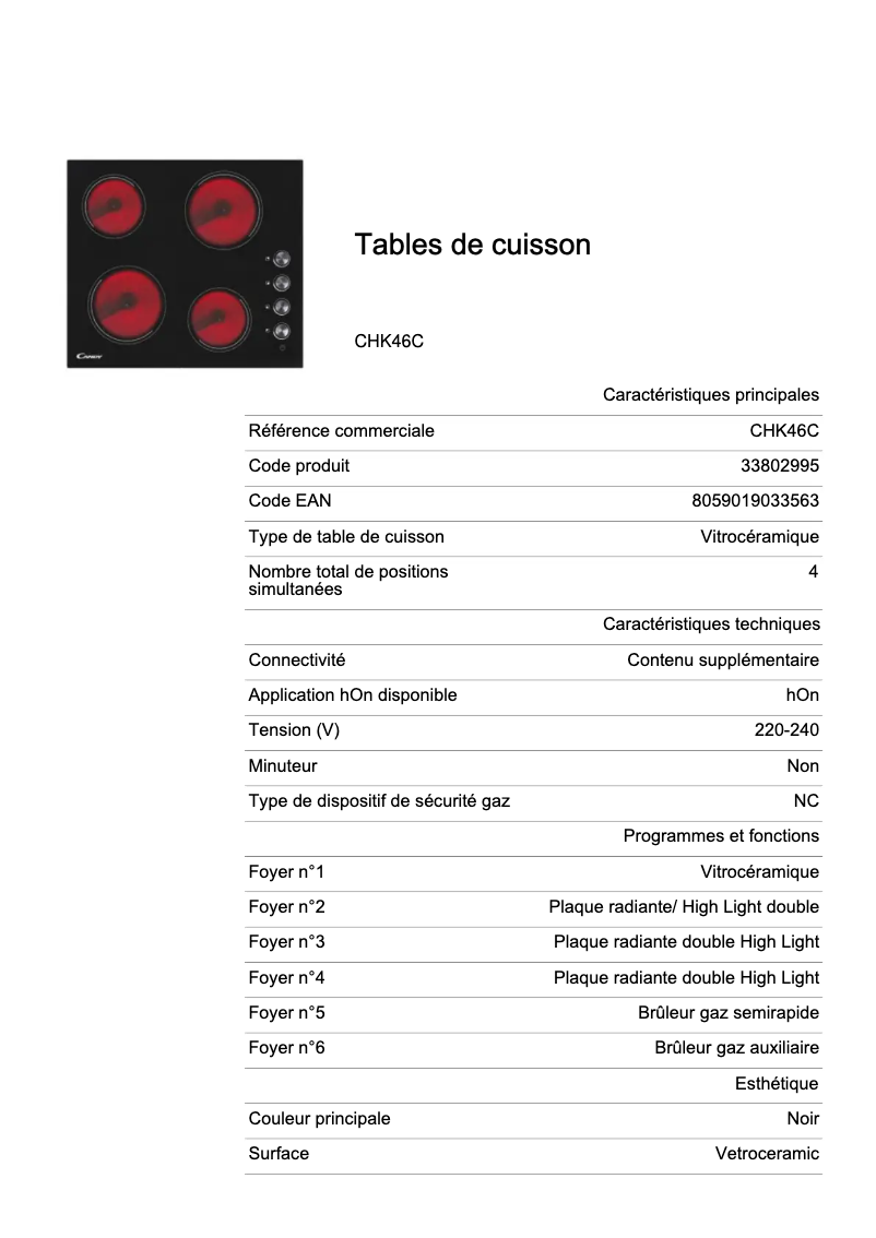 Image de la première page du manuel de l'appareil CHK46C
