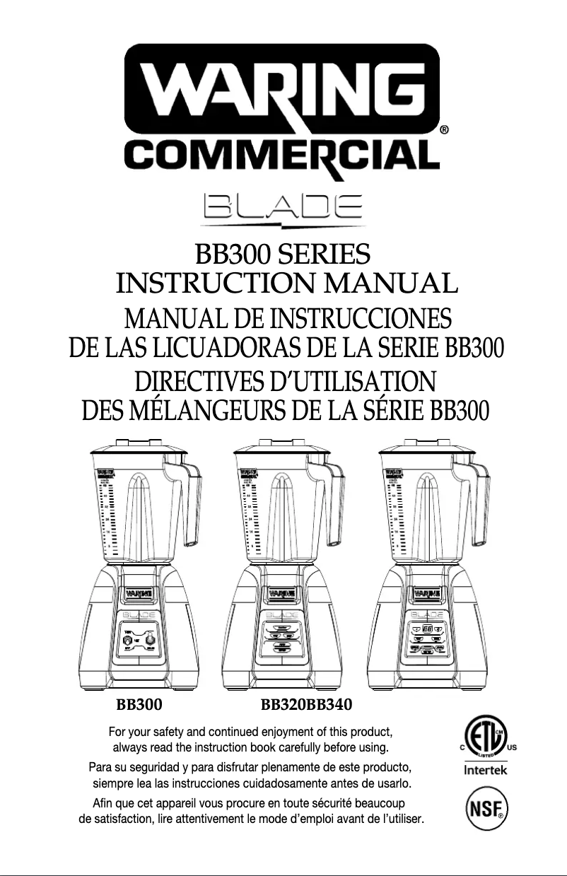 Página 1 del manual Manual de usuario Waring Commercial Blade BB340