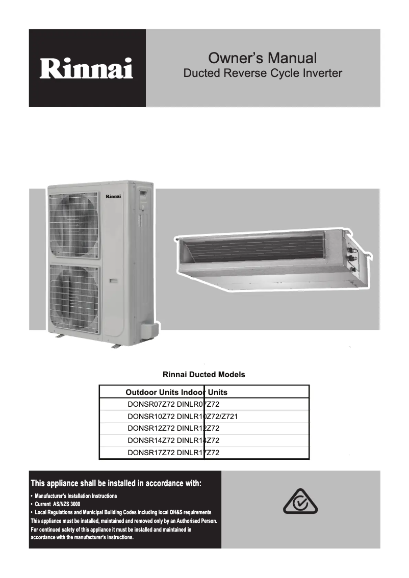 Página 1 del manual Manual de usuario Rinnai DINLR17Z72