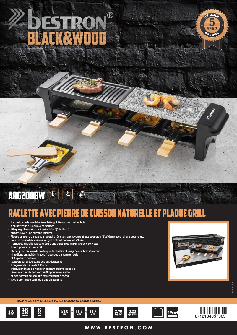 Page n°1 - Fiche technique Bestron ARG200BW