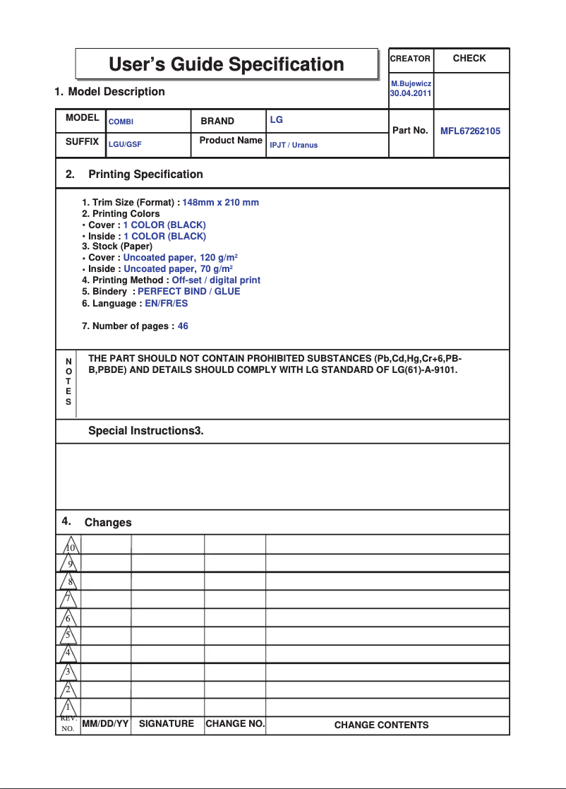Image de la première page du manuel de l'appareil GB5240AVCW