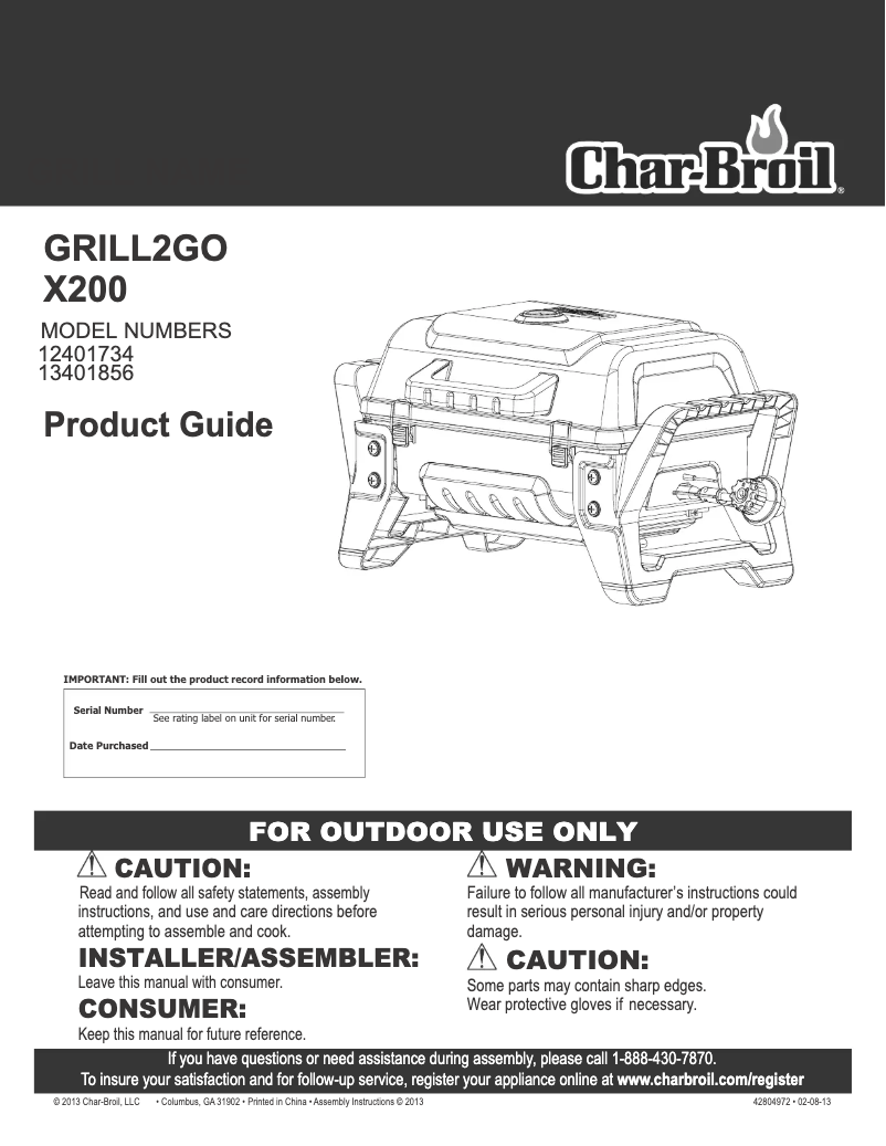 Página 1 del manual Manual de instrucciones Char-Broil Grill2Go X200