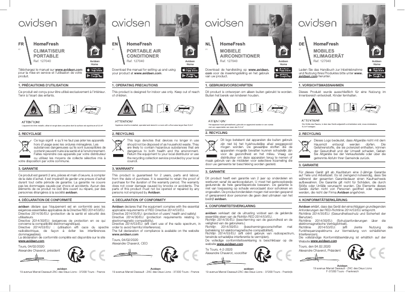 Página 1 del manual Guía de instalación Avidsen Home Fresh