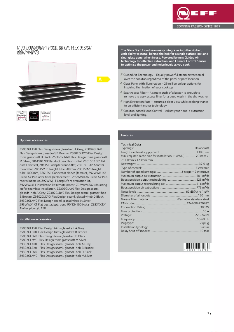 Page n°1 - Fiche technique Neff I88WMM1Y7B