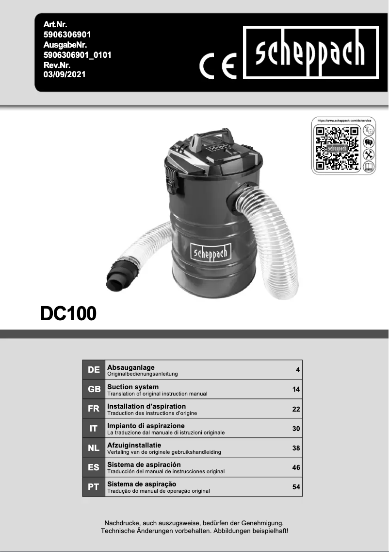 Page n°1 - Manuel utilisateur Scheppach DC100