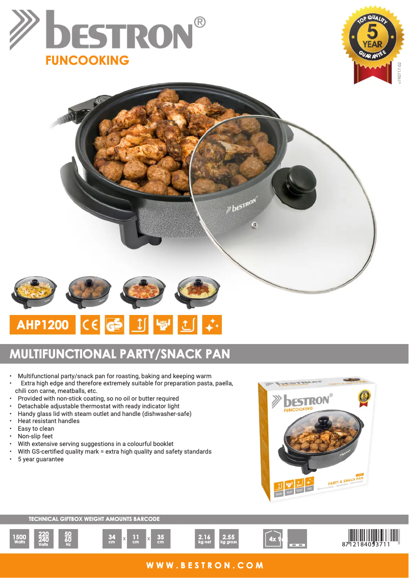 Página 1 del manual Ficha técnica Bestron AHP1200