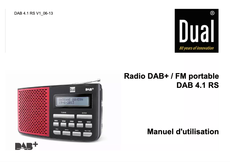 Page 1 de la notice Manuel utilisateur Dual DAB 4.1 RS