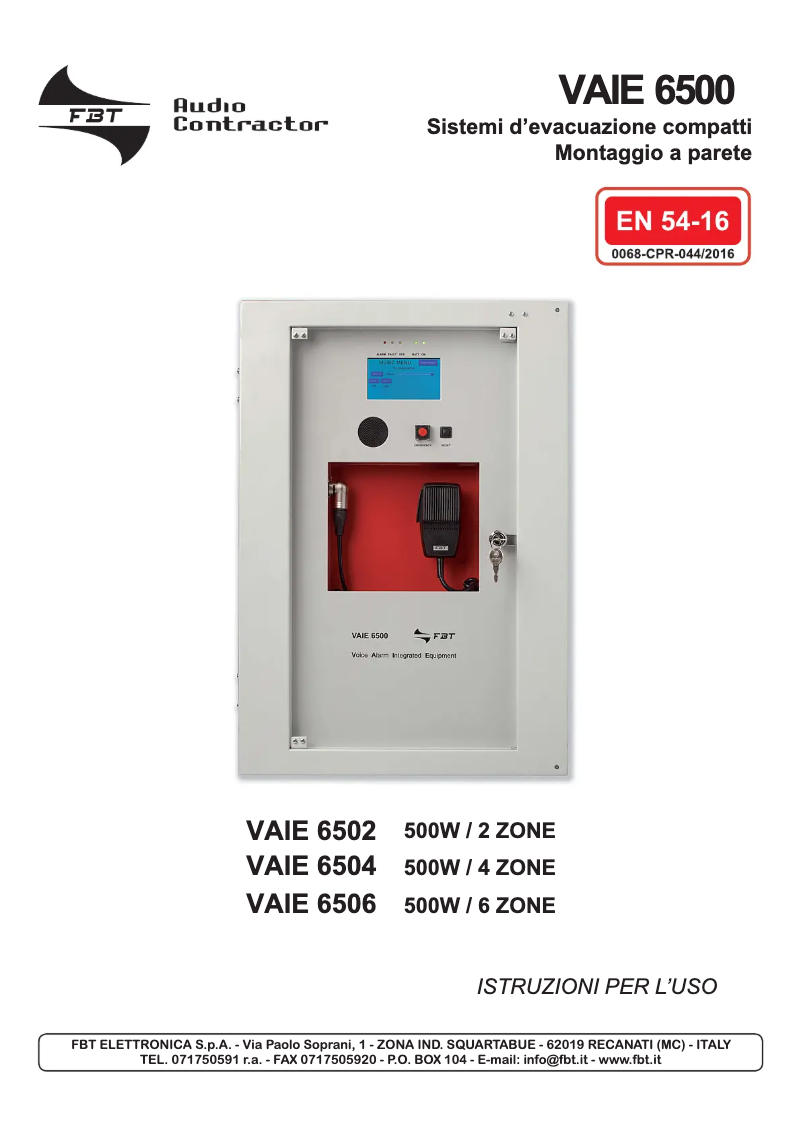 Page n°1 - Manuel utilisateur FBT VAIE 6500
