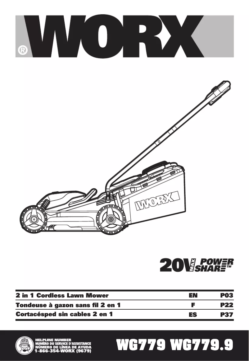 Page 1 de la notice Manuel utilisateur Worx WG779