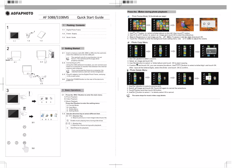 Page 1 de la notice Manuel utilisateur AgfaPhoto AF 5088MS
